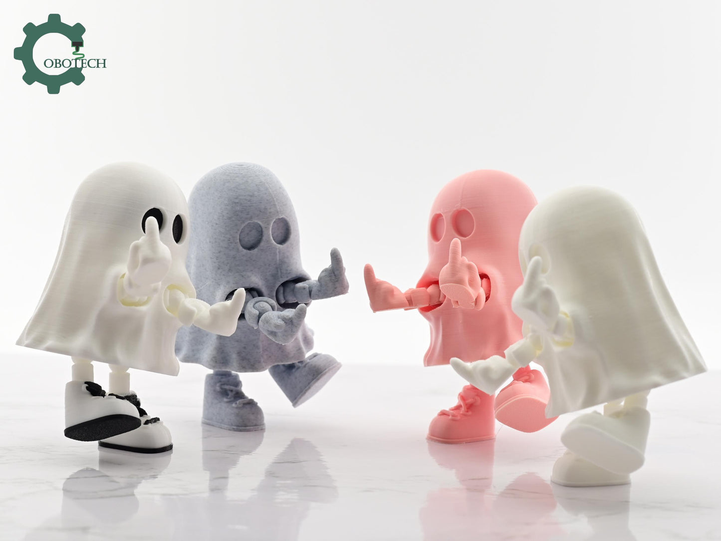 Exclusive Model, Not for Sale - Cobotech Articulated Middle Finger Ghost - Fun Cobotech Halloween Toys - Unique Halloween Gifts - Halloween Decor - Fall Decor