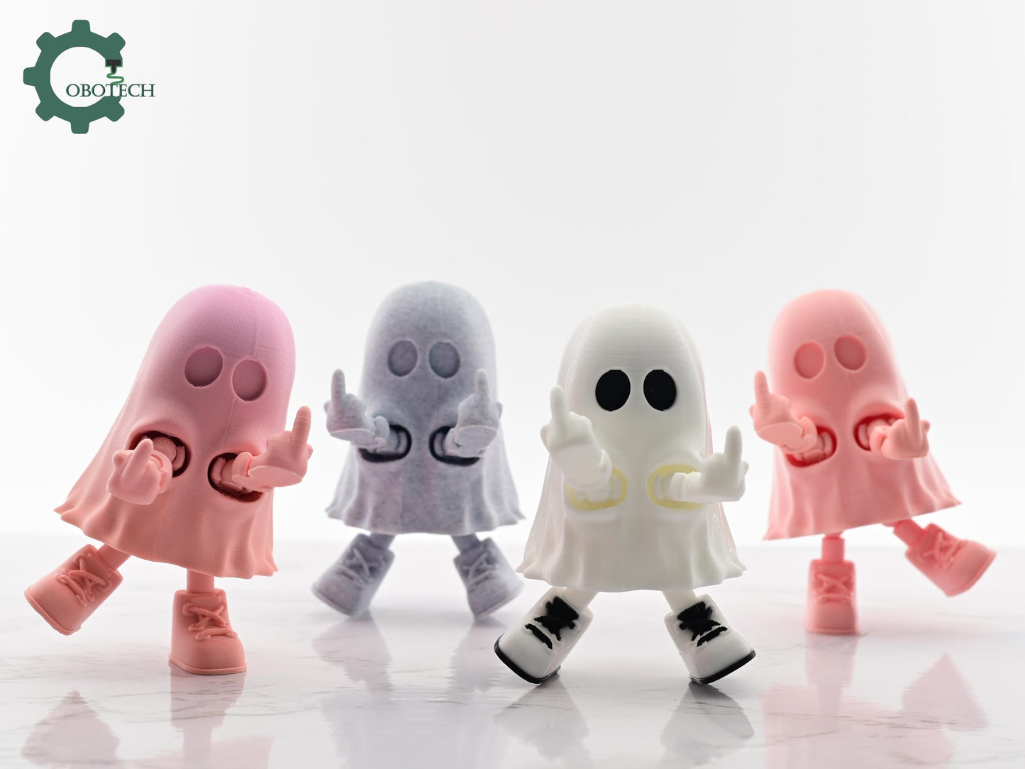 Exclusive Model, Not for Sale - Cobotech Articulated Middle Finger Ghost - Fun Cobotech Halloween Toys - Unique Halloween Gifts - Halloween Decor - Fall Decor