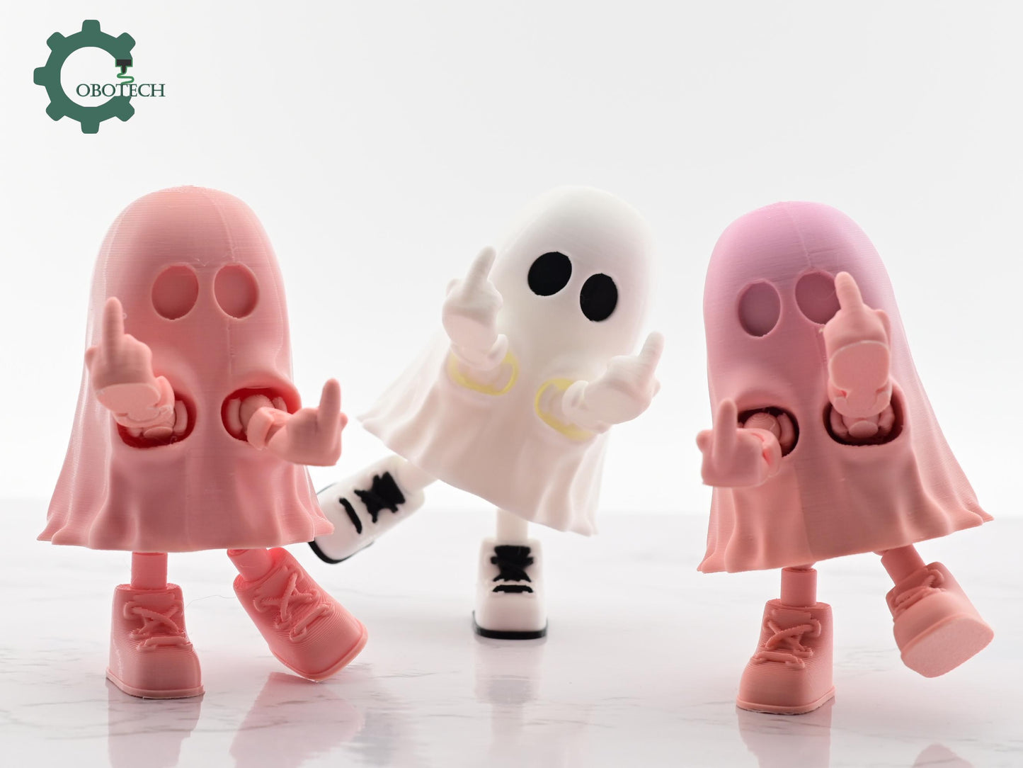 Exclusive Model, Not for Sale - Cobotech Articulated Middle Finger Ghost - Fun Cobotech Halloween Toys - Unique Halloween Gifts - Halloween Decor - Fall Decor