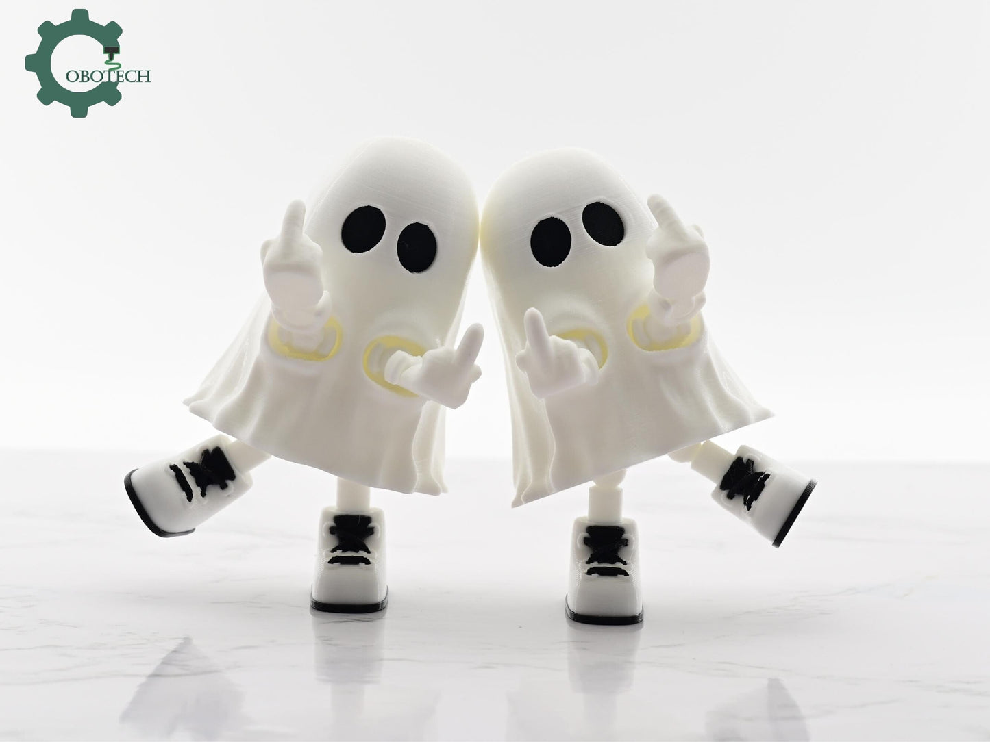 Exclusive Model, Not for Sale - Cobotech Articulated Middle Finger Ghost - Fun Cobotech Halloween Toys - Unique Halloween Gifts - Halloween Decor - Fall Decor