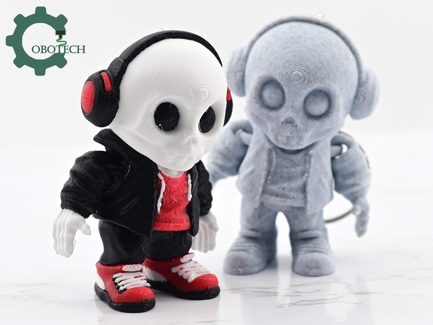 Exclusive Model, Not for Sale - Digital Downloads Cobotech Articulated Skull Hoodie Keychain - Fun Cobotech Unique Toys - Unique Gifts - Backpack Keychain