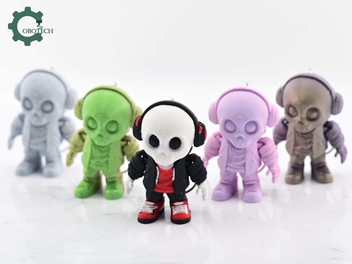 Exclusive Model, Not for Sale - Digital Downloads Cobotech Articulated Skull Hoodie Keychain - Fun Cobotech Unique Toys - Unique Gifts - Backpack Keychain