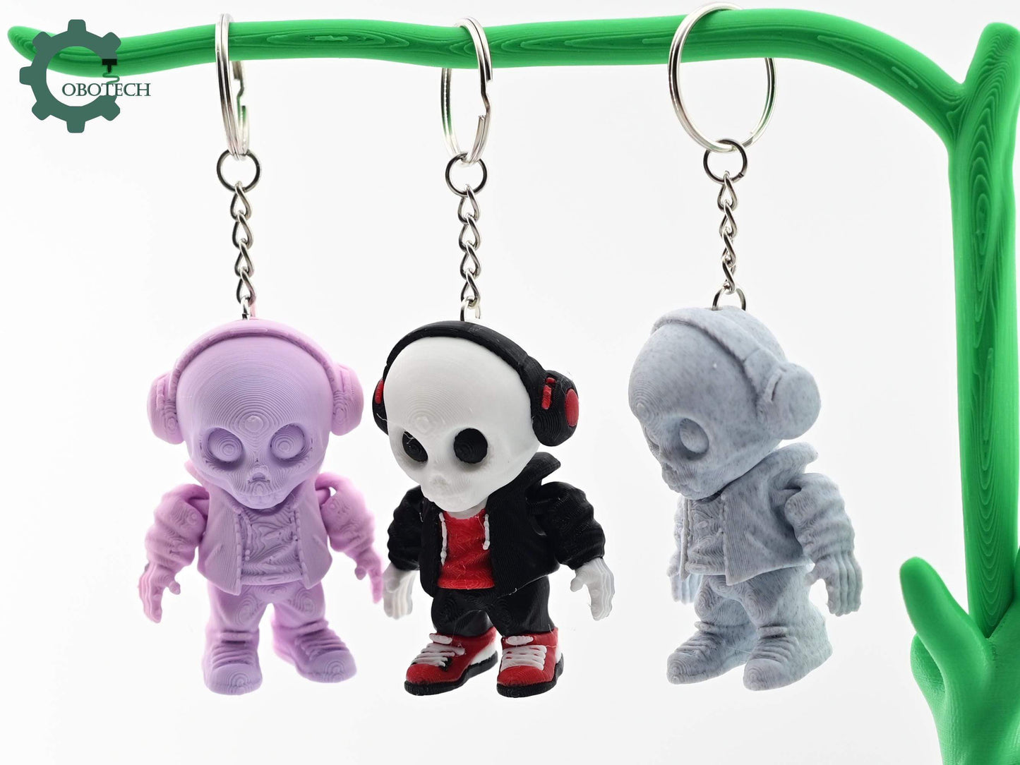 Exclusive Model, Not for Sale - Digital Downloads Cobotech Articulated Skull Hoodie Keychain - Fun Cobotech Unique Toys - Unique Gifts - Backpack Keychain