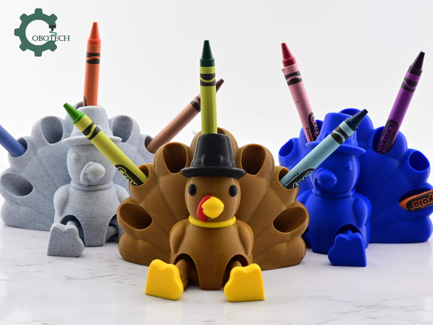 Digital Downloads Cobotech Articulated Turkey Crayon Holder - Thanksgiving turkey - Unique Gifts - Turkey Decor - Fall Decor - Thanksgiving Decor