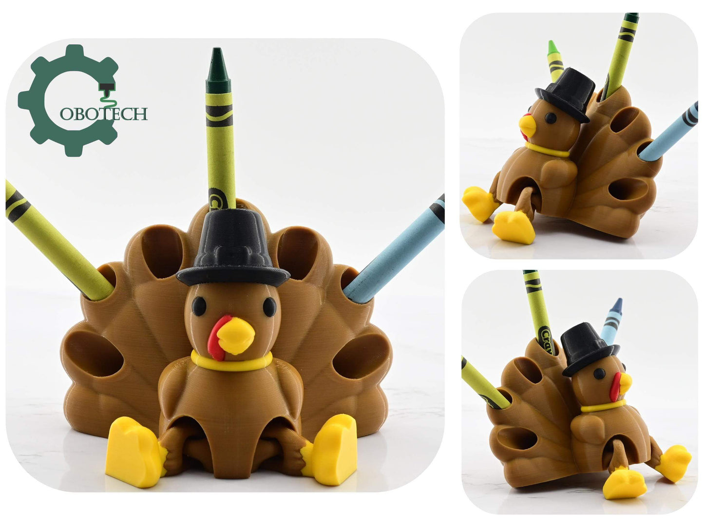 Digital Downloads Cobotech Articulated Turkey Crayon Holder - Thanksgiving turkey - Unique Gifts - Turkey Decor - Fall Decor - Thanksgiving Decor