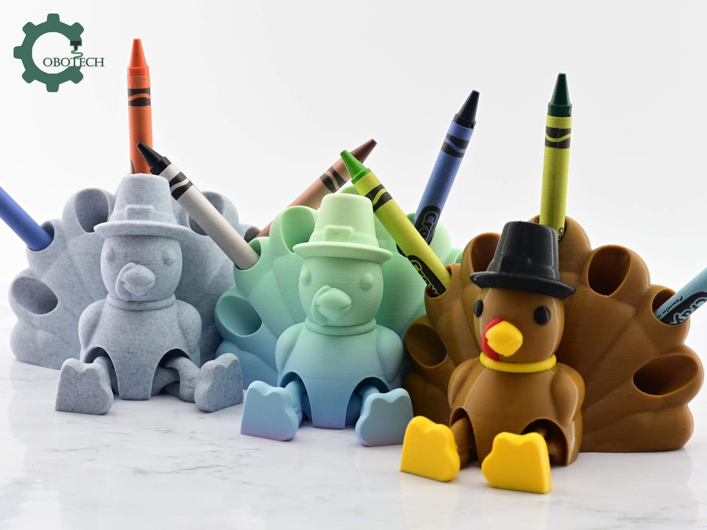 Digital Downloads Cobotech Articulated Turkey Crayon Holder - Thanksgiving turkey - Unique Gifts - Turkey Decor - Fall Decor - Thanksgiving Decor