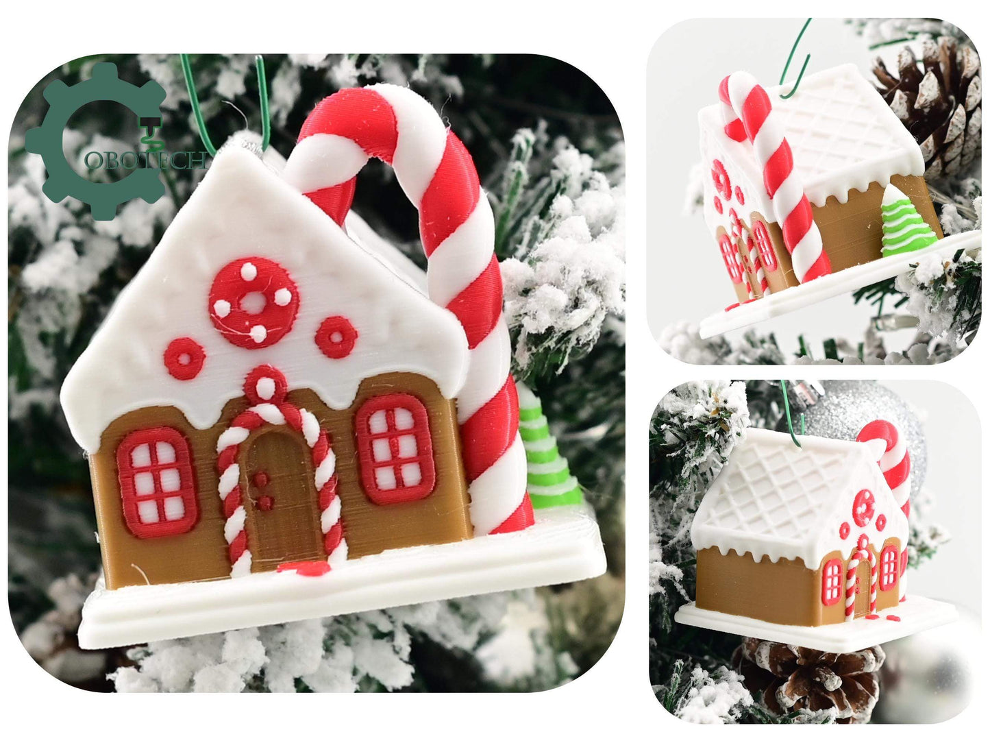 Digital Downloads Cobotech Gingerbread House Christmas Ornament - Unique Christmas Ornaments - Christmas Decor - Cute Gingerbread Ornaments