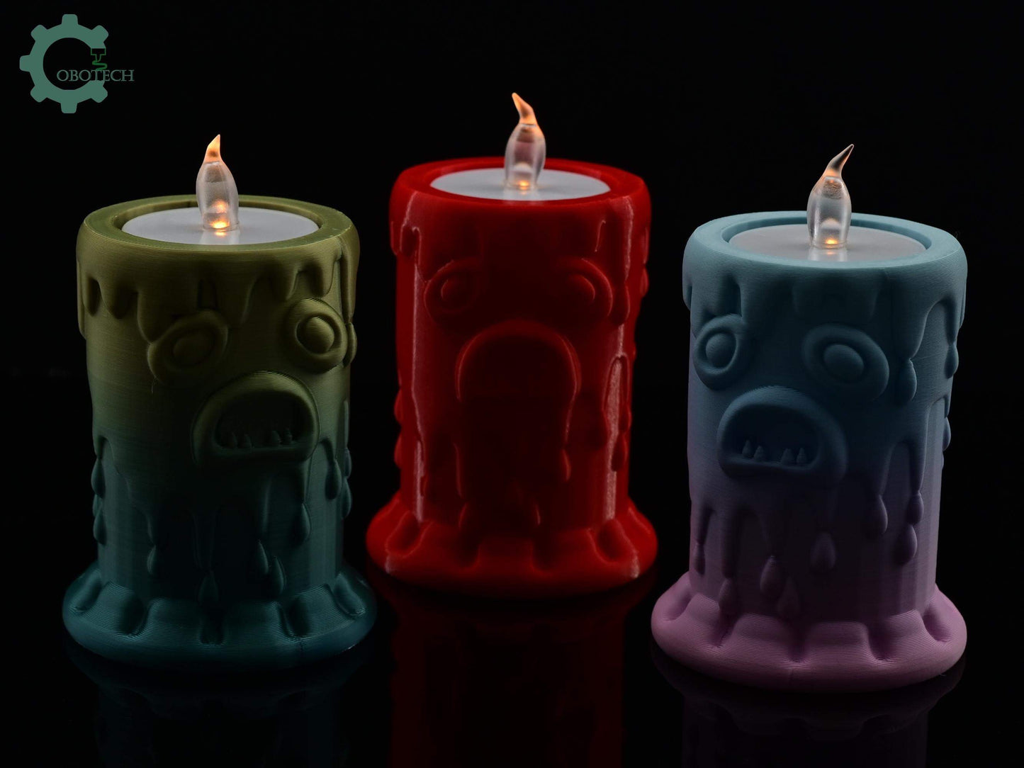 Digital Downloads Cobotech Monster Face Candle Tea Light Holder - Fall Desk Decor - Fun Cobotech Halloween Toys - Unique Halloween Gifts - Halloween Decor