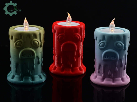Digital Downloads Cobotech Monster Face Candle Tea Light Holder - Fall Desk Decor - Fun Cobotech Halloween Toys - Unique Halloween Gifts - Halloween Decor