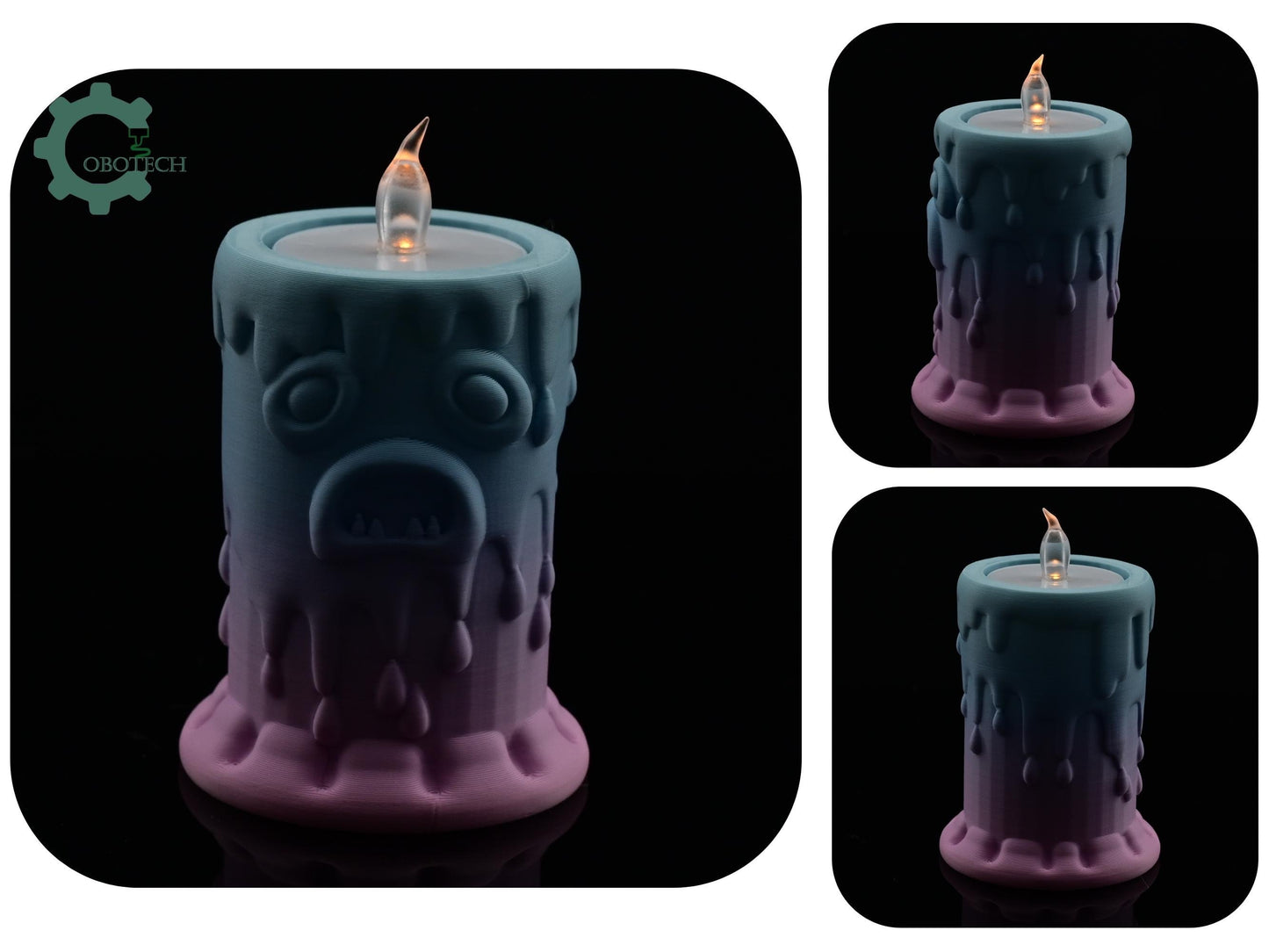 Digital Downloads Cobotech Monster Face Candle Tea Light Holder - Fall Desk Decor - Fun Cobotech Halloween Toys - Unique Halloween Gifts - Halloween Decor