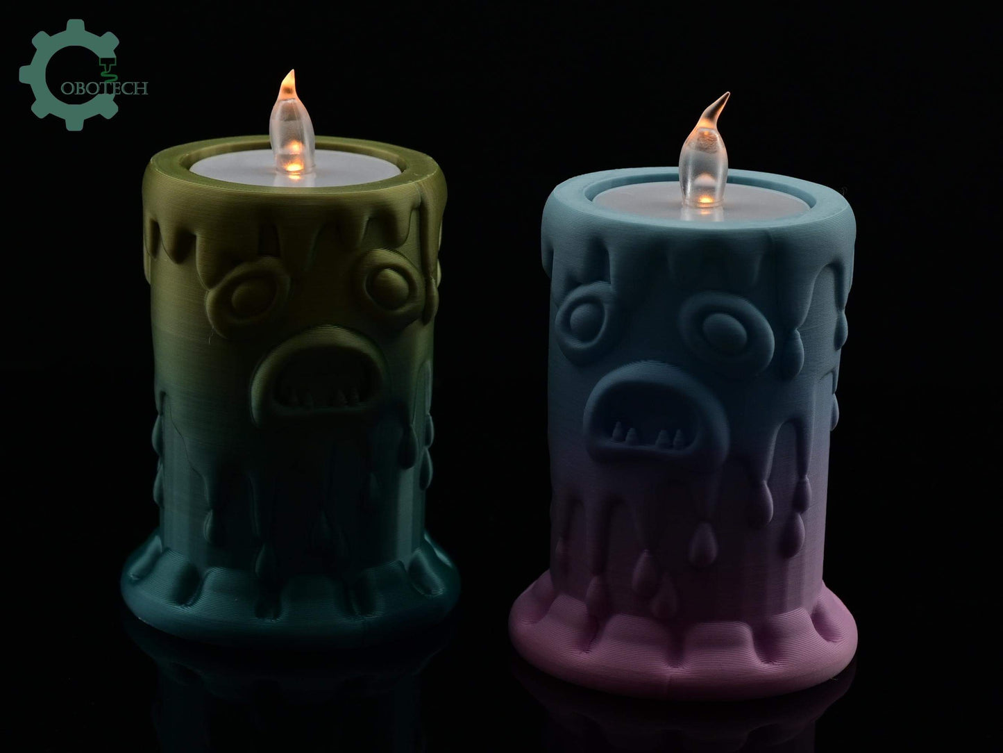 Digital Downloads Cobotech Monster Face Candle Tea Light Holder - Fall Desk Decor - Fun Cobotech Halloween Toys - Unique Halloween Gifts - Halloween Decor