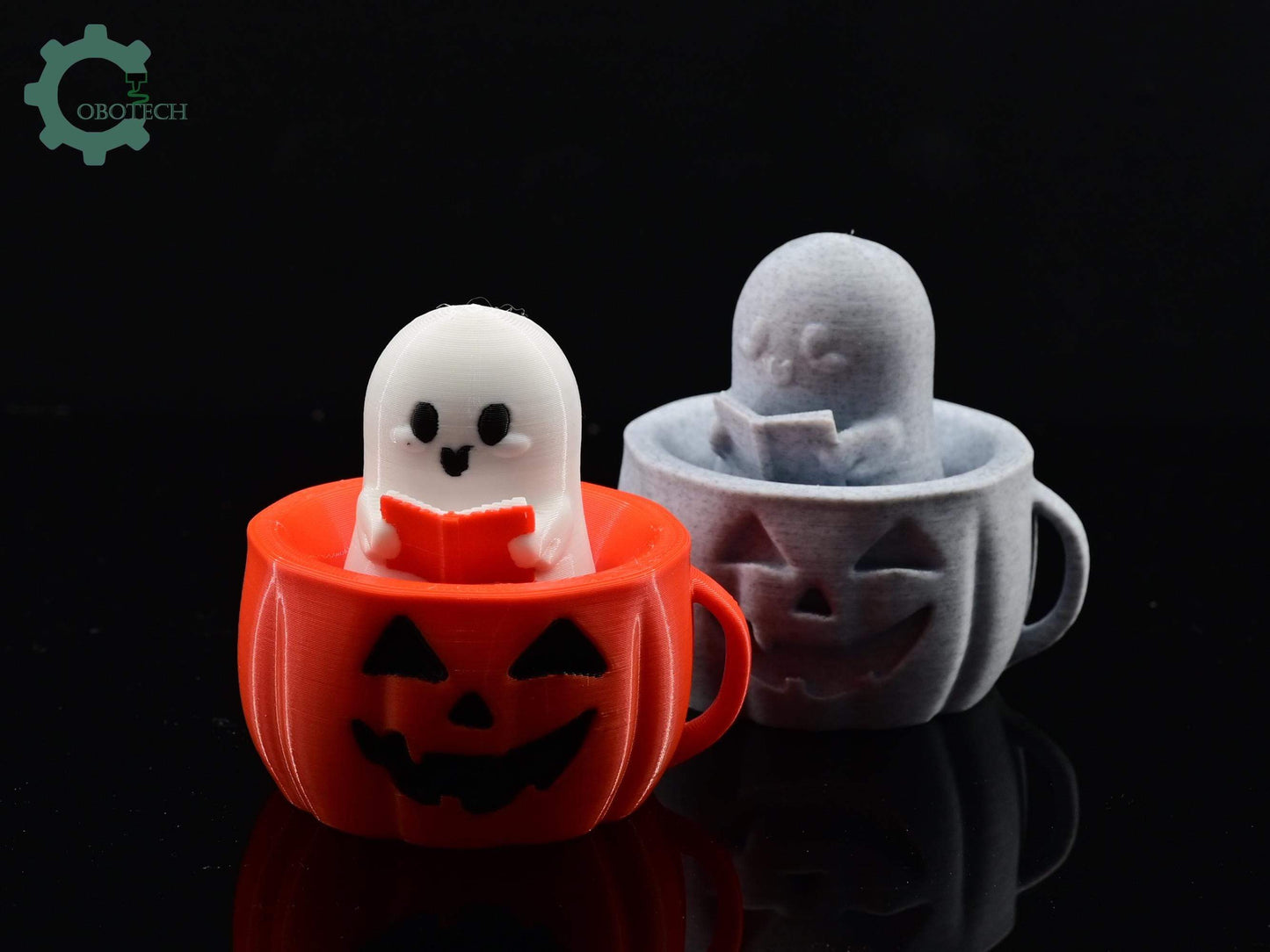 Digital Downloads Cobotech Pumpkin Ghost Reading Bobblehead - Fun Cobotech Halloween Toys - Unique Halloween Gifts - Halloween Decor - Fall Decor