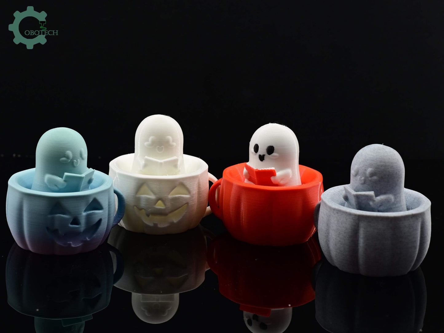 Digital Downloads Cobotech Pumpkin Ghost Reading Bobblehead - Fun Cobotech Halloween Toys - Unique Halloween Gifts - Halloween Decor - Fall Decor