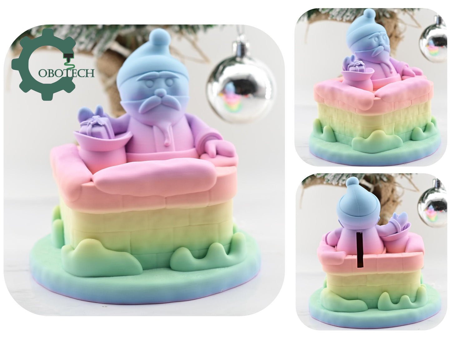 Digital Downloads Cobotech Santa in Chimney Piggy Bank - Christmas Desk Decor - Santa Coin Bank Gifts - Unique Christmas Gifts