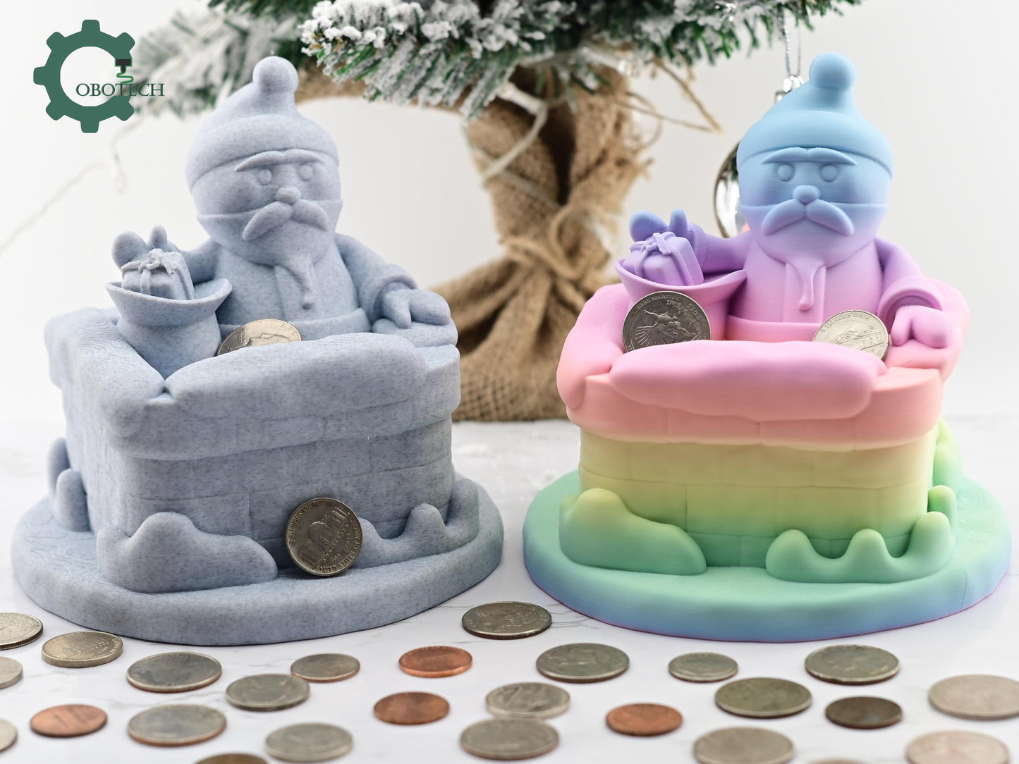 Digital Downloads Cobotech Santa in Chimney Piggy Bank - Christmas Desk Decor - Santa Coin Bank Gifts - Unique Christmas Gifts