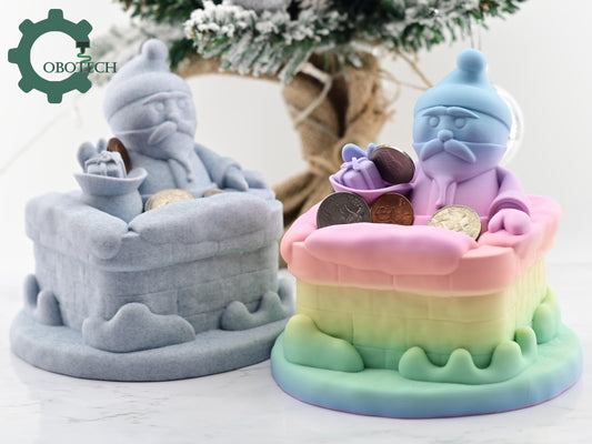 Digital Downloads Cobotech Santa in Chimney Piggy Bank - Christmas Desk Decor - Santa Coin Bank Gifts - Unique Christmas Gifts