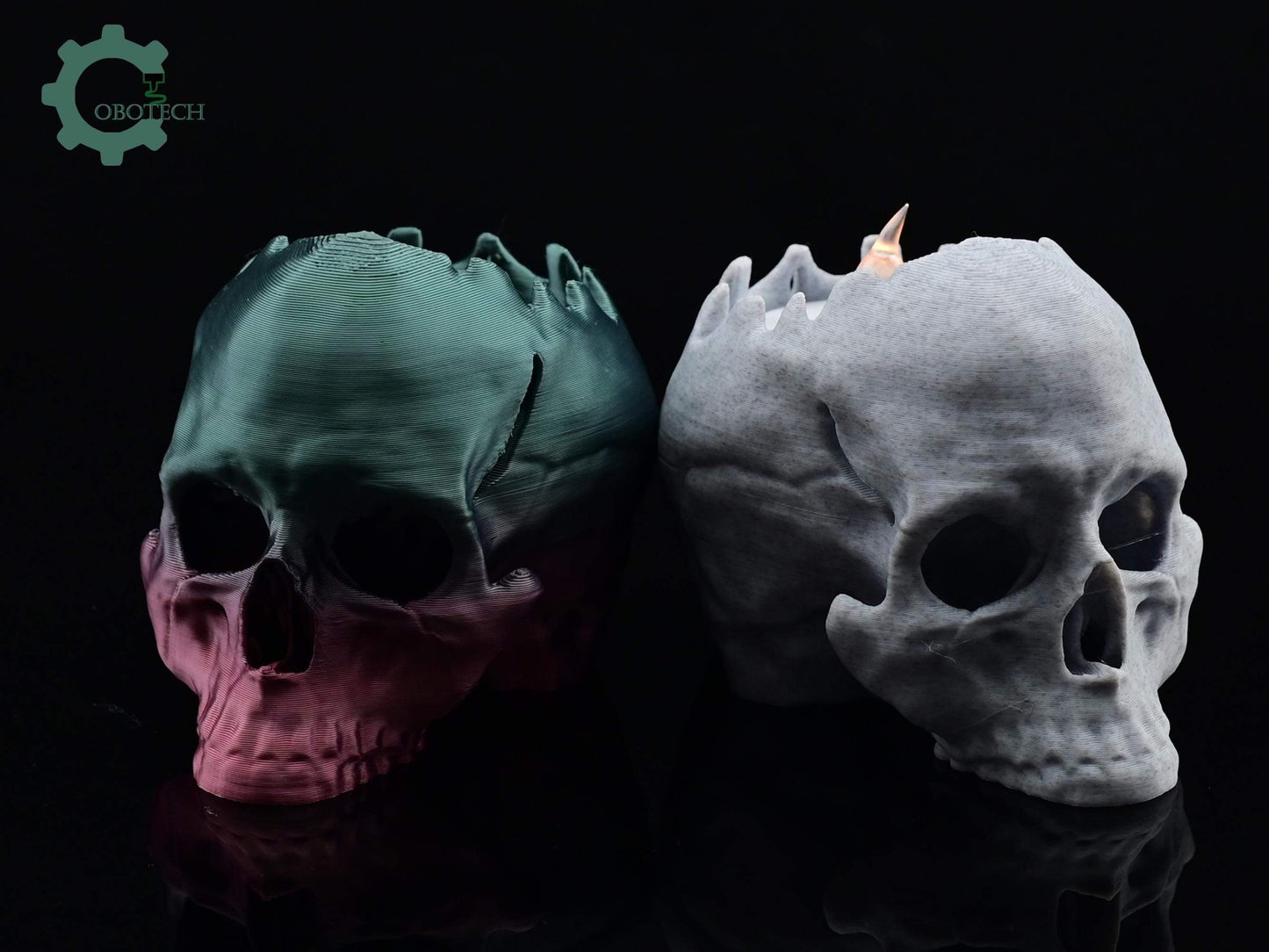 Digital Downloads Cobotech Skull Tea Light Holder - Fall Desk Decor - Fun Cobotech Halloween Toys - Unique Halloween Gifts - Halloween Decor