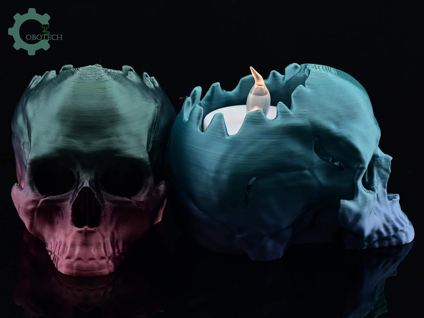 Digital Downloads Cobotech Skull Tea Light Holder - Fall Desk Decor - Fun Cobotech Halloween Toys - Unique Halloween Gifts - Halloween Decor