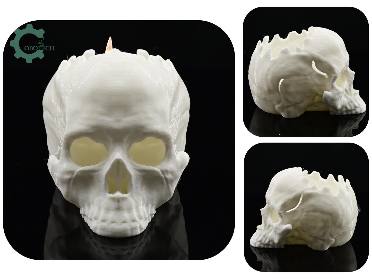 Digital Downloads Cobotech Skull Tea Light Holder - Fall Desk Decor - Fun Cobotech Halloween Toys - Unique Halloween Gifts - Halloween Decor