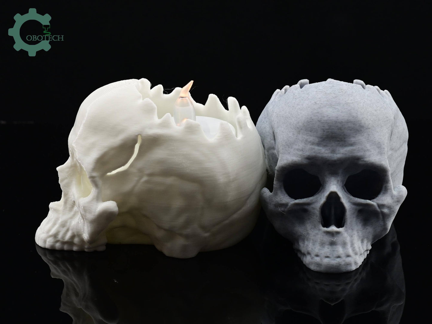 Digital Downloads Cobotech Skull Tea Light Holder - Fall Desk Decor - Fun Cobotech Halloween Toys - Unique Halloween Gifts - Halloween Decor