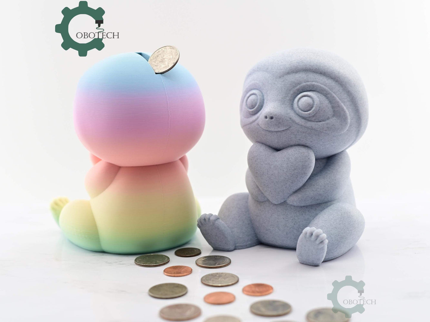 Digital Downloads Cobotech Valentine Sloth Piggy Bank - Desk Decor - Coin Bank Gifts - Valentine Gifts - Cute Piggy Bank Gifts