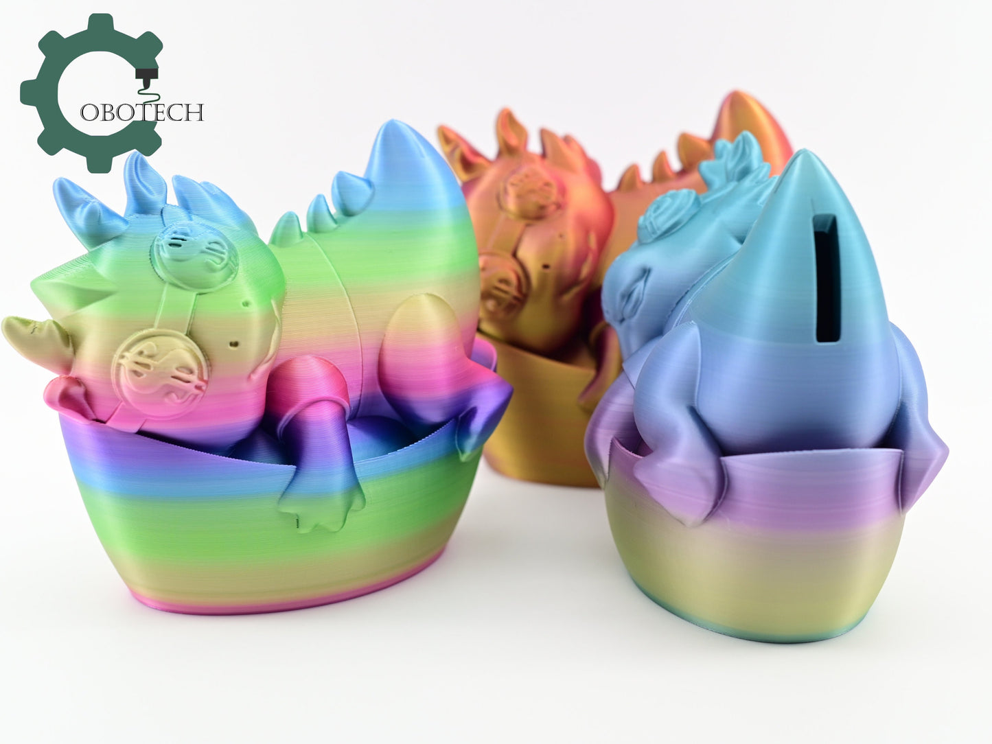 3D Printed Baby Dragon Piggy Bank by Cobotech, Lucky Dragon Piggy Bank Gifts, Desk/Home Decor, Cool Gift