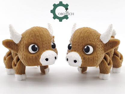 3D Print Articulated Crochet Walking Bull by Cobotech, Articulated Buffalo , Fidget Toy, Home/Desk Decoration, Unique Gift