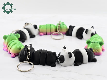 3D Printed Napping Panda Keychain - Cute Articulated 3D Print Gift - Cute Keychain Charm - Unique Adorable Keychain Gift