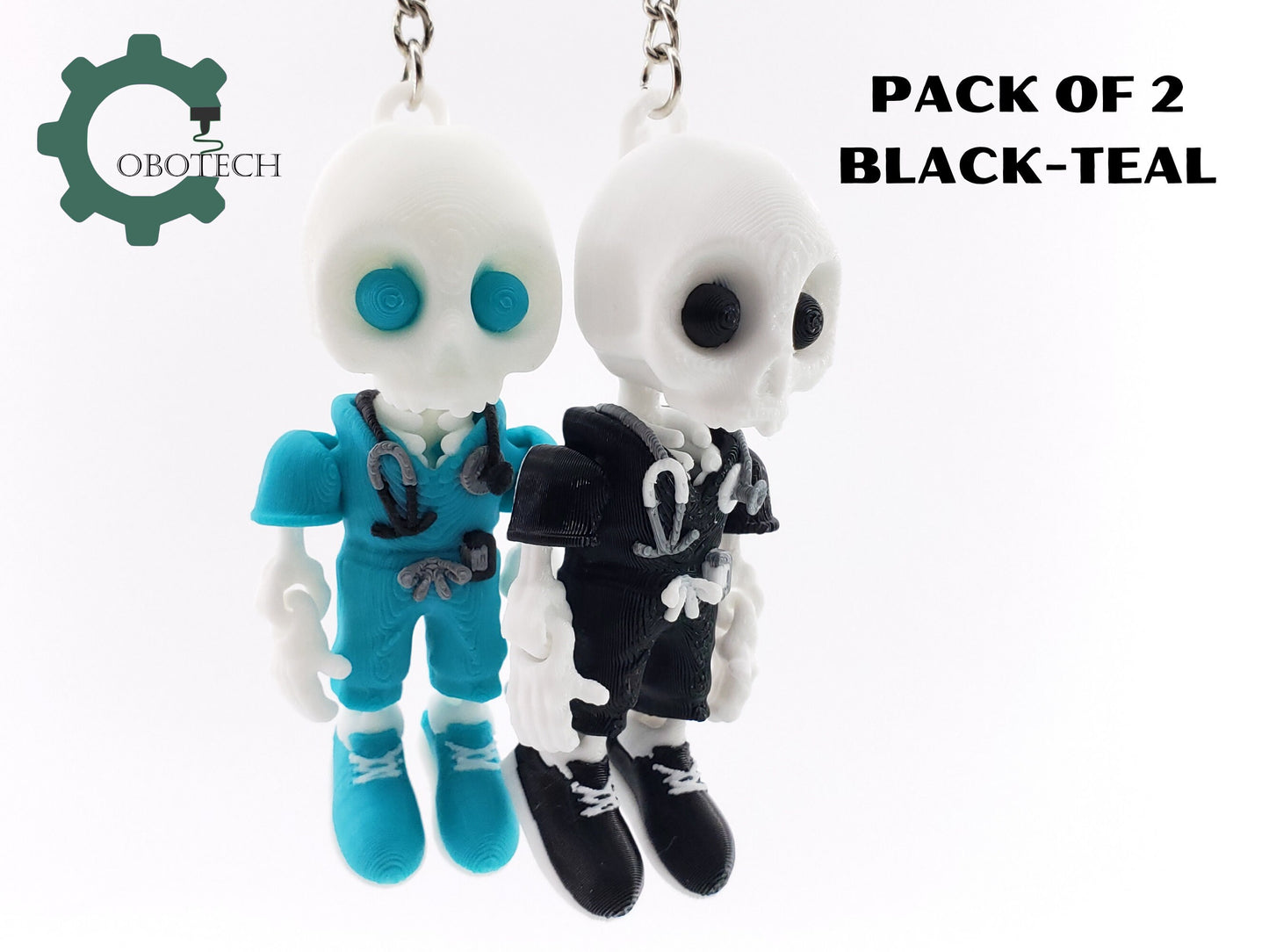 Pack of 2 - Cobotech 3D Print Articulated Skelly Nurse Keychain, Articulated Skeleton Nurse, Unique Decorations, Cool Gift