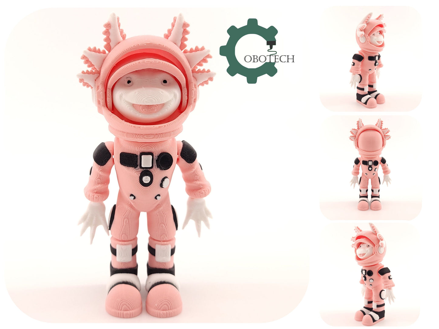 3D Print Articulated Axolotl Astronaut by Cobotech, Articulated Toys, Desk Decor, Cool Gift