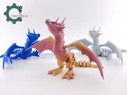 3D Print Articulated Dragon with Detachable Wings by Cobotech, Articulated Toy, Home/Desk Decoration, Cool Gift