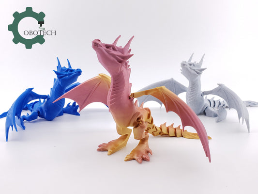 3D Print Articulated Dragon with Detachable Wings by Cobotech, Articulated Toy, Home/Desk Decoration, Cool Gift