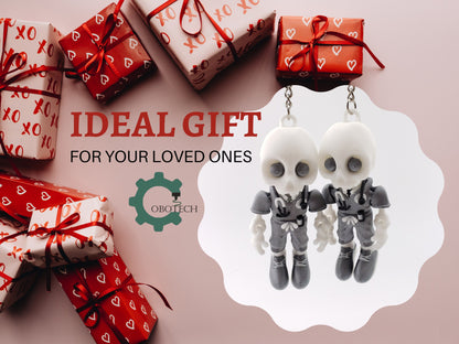 Pack of 2 - Cobotech 3D Print Articulated Skelly Nurse Keychain, Articulated Skeleton Nurse, Unique Decorations, Cool Gift