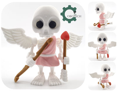 3D Print Articulated Cupid Bones by Cobotech, Articulated Toys, Desk Decor, Valentine&#39;s Day Gift