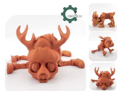 3D Print Articulated Skelly Reindeer by Cobotech, Articulated Toys, Desk Decor, Unique Holiday Gift