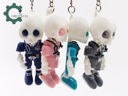 3D Print Articulated Skelly Nurse Keychain by Cobotech, Articulated Skeleton Nurse, Unique Decorations, Cool Gift