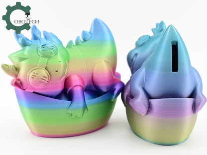 3D Printed Baby Dragon Piggy Bank by Cobotech, Lucky Dragon Piggy Bank Gifts, Desk/Home Decor, Cool Gift