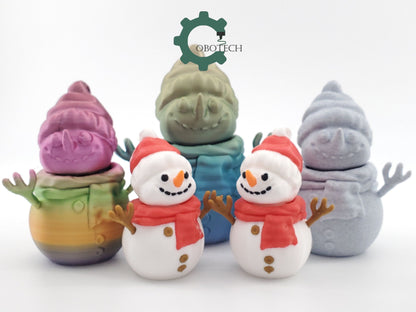 3D Print Twisty Snowman Ornament by Cobotech, Christmas Gift, Holiday Decoration, Unique Holiday Gift