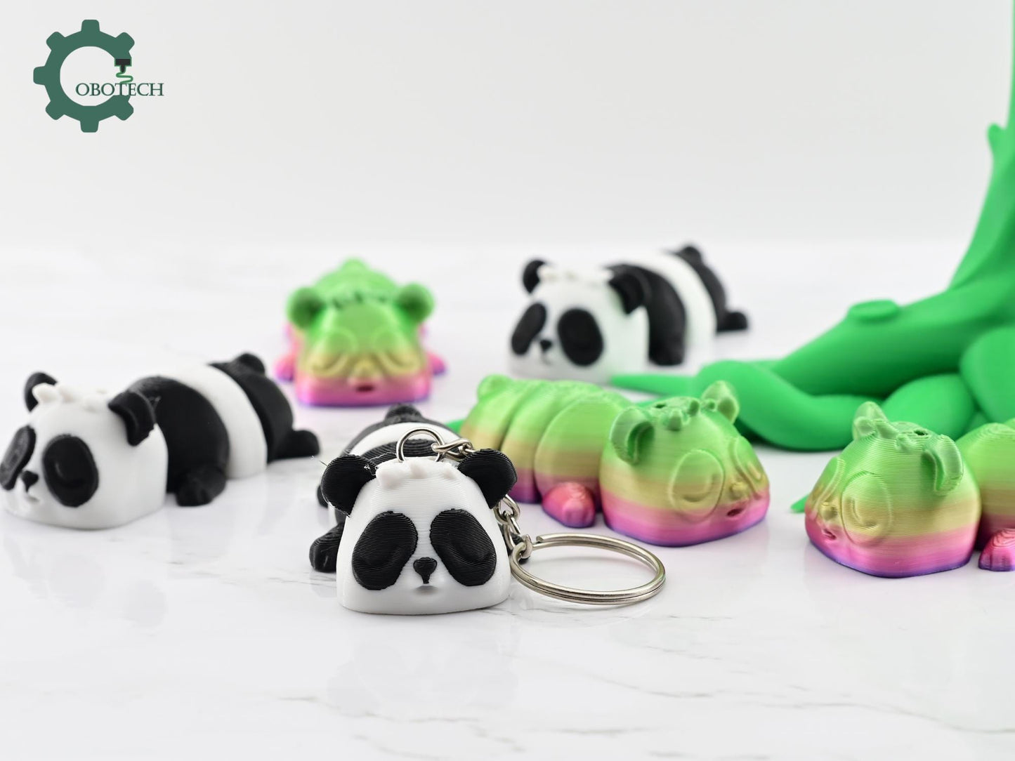 3D Printed Napping Panda Keychain - Cute Articulated 3D Print Gift - Cute Keychain Charm - Unique Adorable Keychain Gift