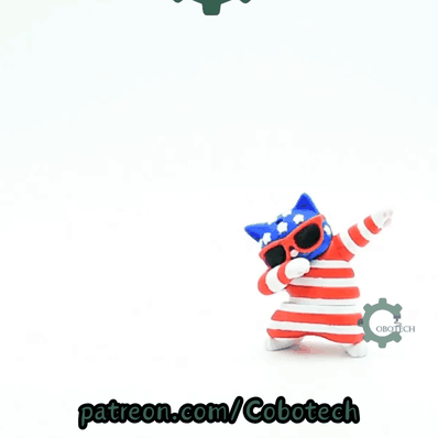 Cobotech-Patriotic Dabbing Cat for July 4th Articulated Keychain_10.gif