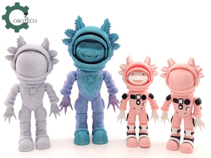 3D Print Articulated Axolotl Astronaut by Cobotech, Articulated Toys, Desk Decor, Cool Gift