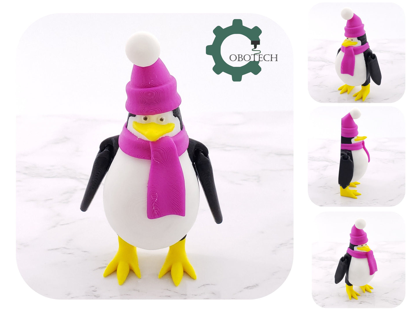 Cobotech 3D Printed Articulated Penguin, Penguin Figure, Home/Desk Décor, Unique Gift, 3D Printed Fidget Toys