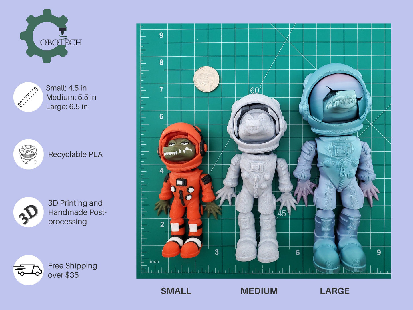 3D Print Articulated Gator Astronaut by Cobotech, Articulated Toys, Desk Decor, Cool Gift