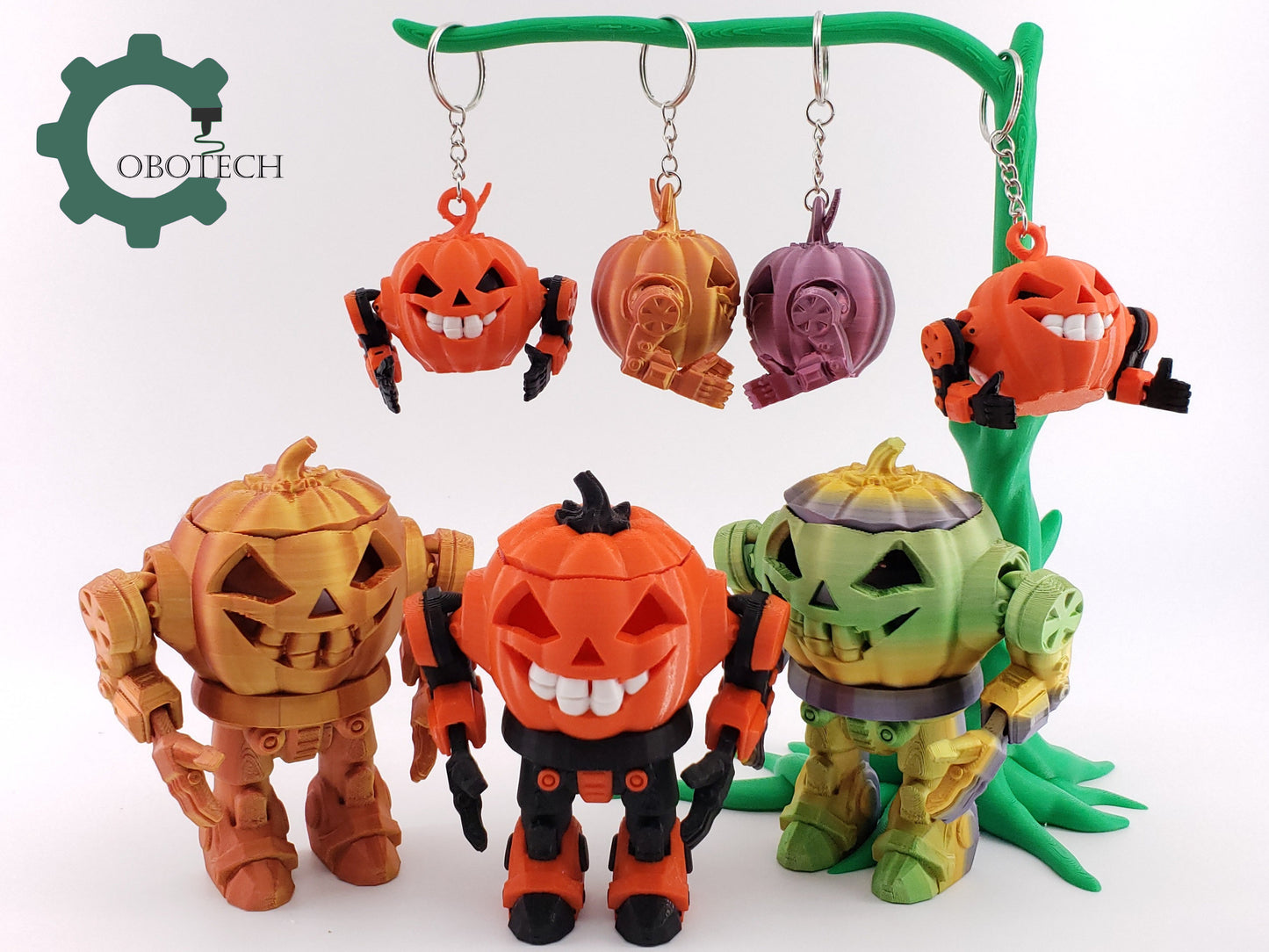 Halloween Pumpkin Robot, 3D Print Articulated Robo-Pumpkin by Cobotech, RoboPumpkin, Articulated Toys, Halloween Decor, Cool Gift