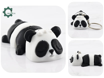 Digital Downloads Cobotech Napping Panda Keychain - Cute Articulated Cobotech Gift - Cute Keychain Charm - Unique Adorable Keychain Gift