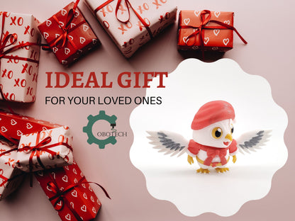 3D Print Articulated Santa Snow Owl Ornament by Cobotech, Christmas Gift, Holiday Decoration, Unique Holiday Gift