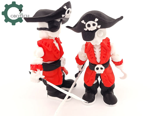 3D Print Articulated Bone Pirate by Cobotech, Skelly Pirate, Skeleton Pirate Toys, Articulated Toys, Desk Decor, Cool Gift