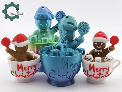 3D Print Twisty Gingerbread Man In A Cup Ornament by Cobotech, Christmas Gift, Birthday Gift, Desk Decor, Unique Ornament