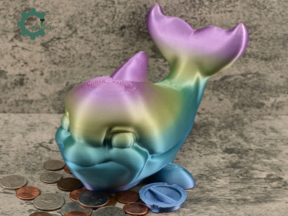 Dolphin Piggy Bank, Cute Dolphin Coin Storage Bank, Cute Piggy Bank Gifts, 3D Printed Dolphin Piggy Bank by Cobotech