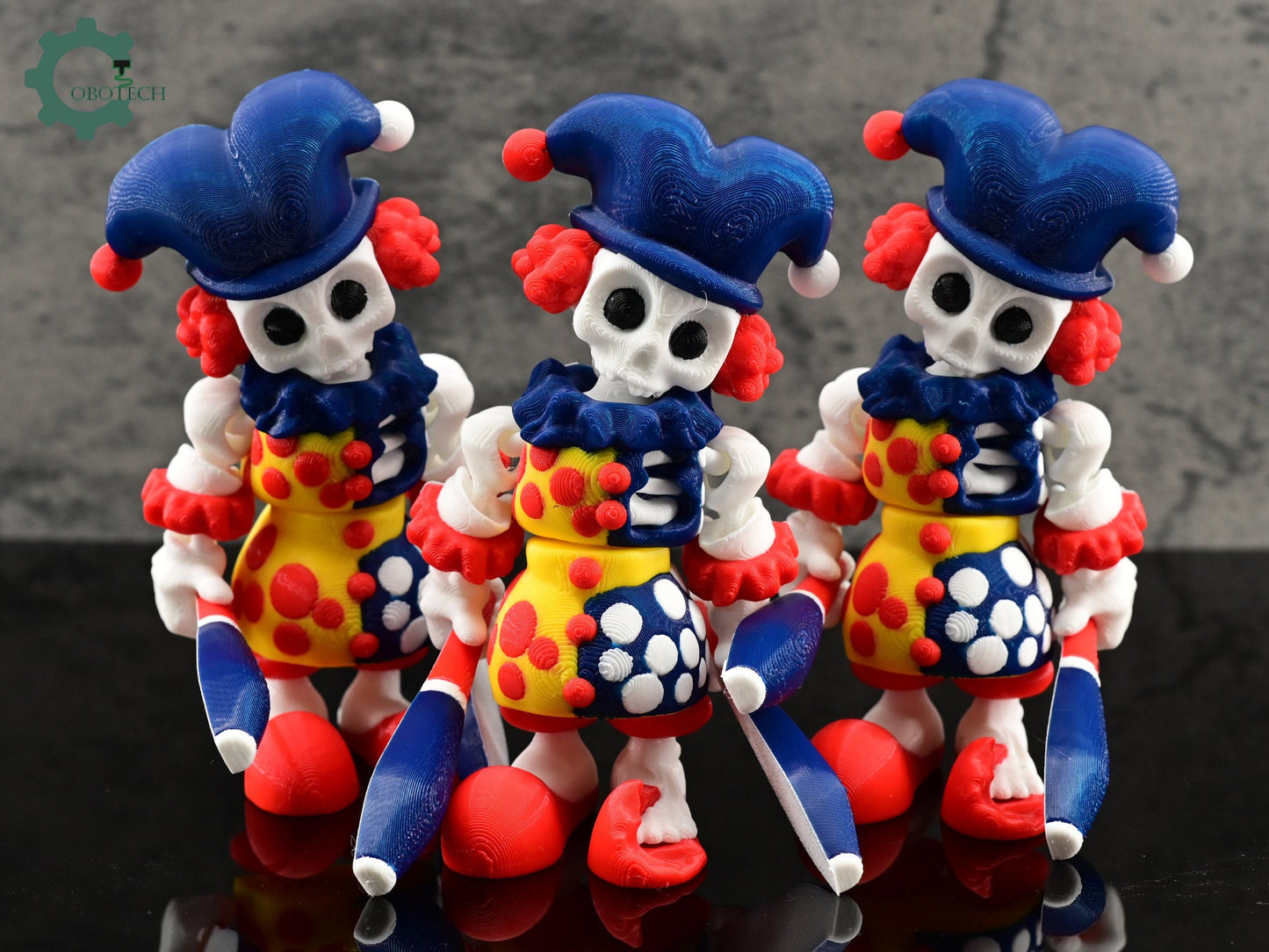 Articulated Bone Clown 3D Printed Clown Skeleton by Cobotech, Cute Clown Skeleton, Skeleton Toys, Desk Decor, Unique Gifts